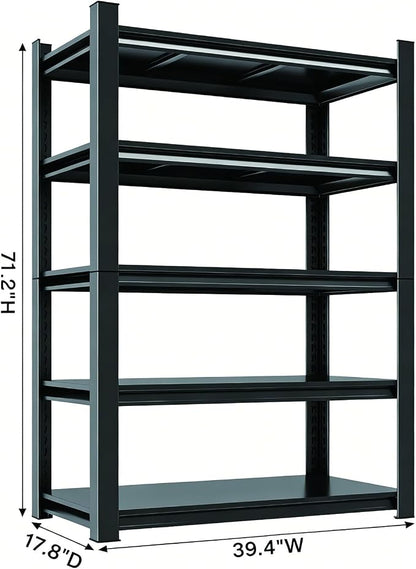 18" D Metal Garage Shelving, 5 Tier Adjustable Steel Storage Racks - Image 2