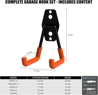 6-Pack Small Square Heavy Duty Garage Hooks, Utility Room Storage - Image 5