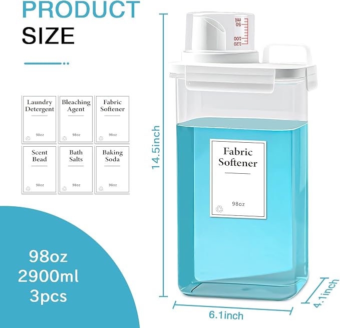 2 Pack Laundry Detergent Dispenser, 98oz Detergent Dispenser, Refluxable - Image 4