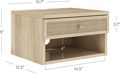 Nathan James Jackson Wall Mounted Rattan Floating Bedroom Nightstand - Image 2