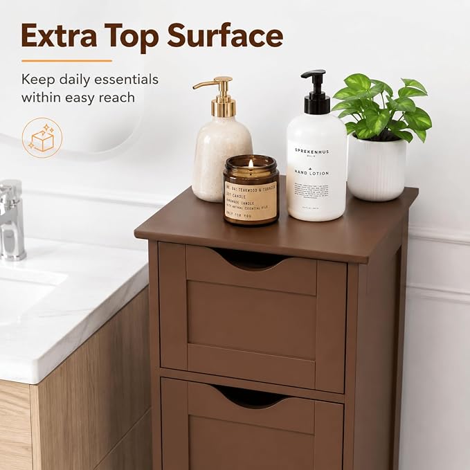 VINGLI 4-Drawer Bathroom Storage Cabinet, Slim Freestanding Floor Cabinet - Image 4
