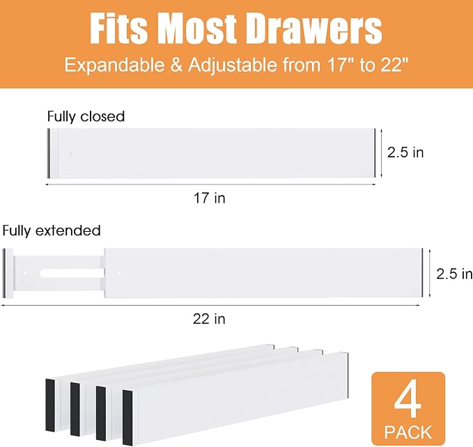 Bamboo Drawer Dividers, 17-22" Adjustable Kitchen Drawer Organizer - Image 3
