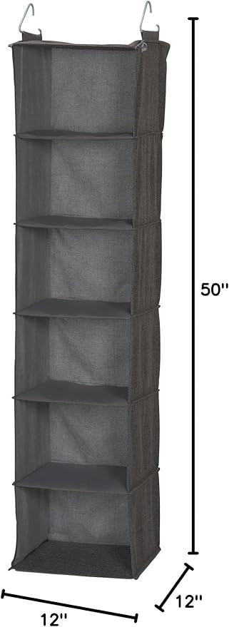 Household Essentials 6-Shelf Linen Hanging Closet Organizer - Image 3