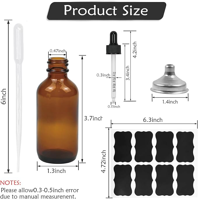 10 Pack 2 Oz Amber Glass Bottles - Image 5