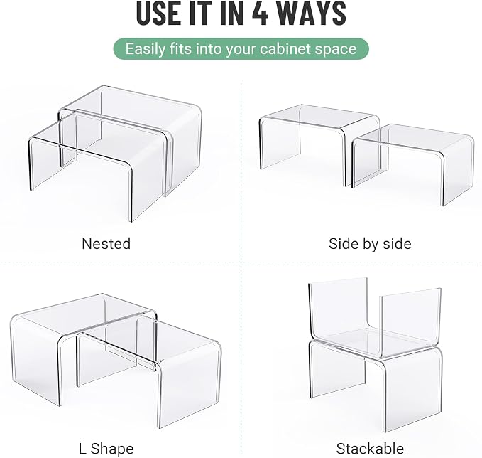 Bobomoment Clear Cabinet Organizer, Stackable Shelf Organizer Set of 2 | - Image 7