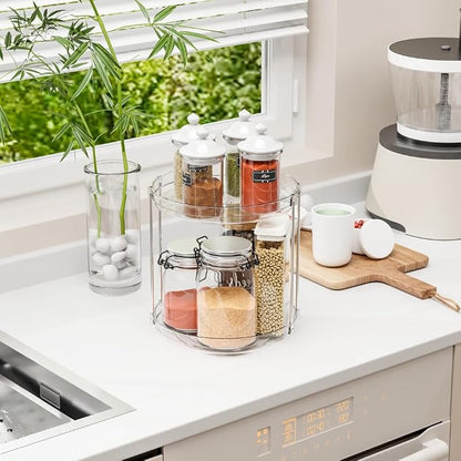 Yieach Clear 360 Rotating Bathroom Counter Organizer, 2 Tier Spinning Perfume - Image 8