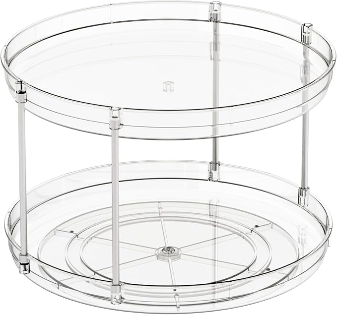 2 Tier Lazy Susan Turntable for Cabinet, Countertop, Double Rotating Kitchen - Image 7