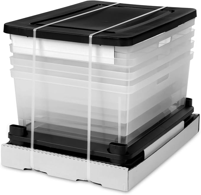 Wide 4-Drawer Plastic Storage Tower, Removable Clear Bins, Tool-Free Assembly - Image 5
