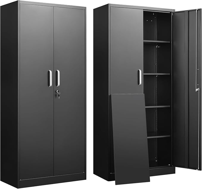 Metal Storage Cabinet with Adjustable Shelves, Garage Storage Cabinets with by GUIZEEOPO