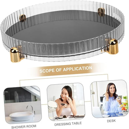 Baluue Rotating Makeup Organizer Tray Transparent Cosmetics Storage Box - Image 3