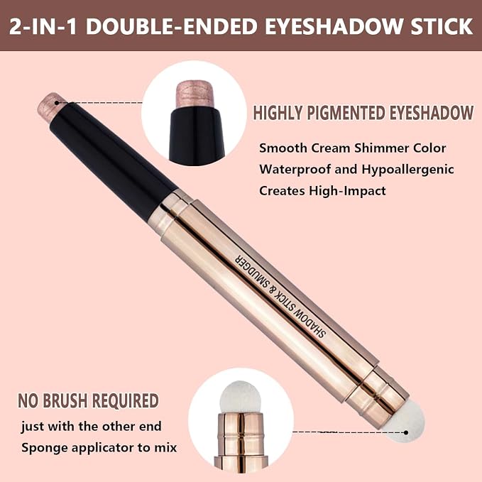 Rose Gold Eyeshadow Stick Makeup, Highlighter Matte Cream Eye Shadow Pencil - Image 3