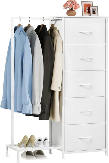 Somdot Dresser with Hanging Rack, 5 Drawers Small Closet by Somdot