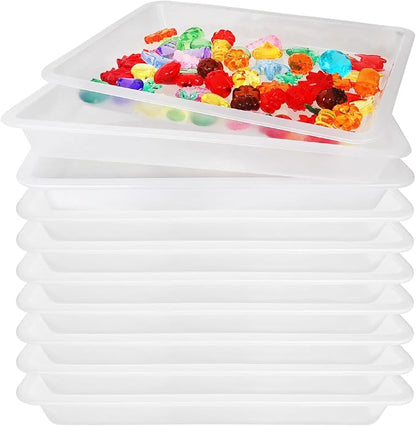 10 Pcs Activity Plastic Art Trays, Stackable Craft Tray, Flat Storage Tray by OJYUDD