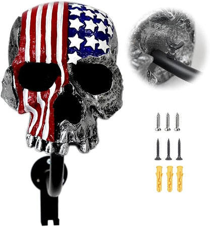 Motorcycle Accessories Helmet Holder Wall Mount, Colour Skull Motorcycle Helmet by Tooyuart