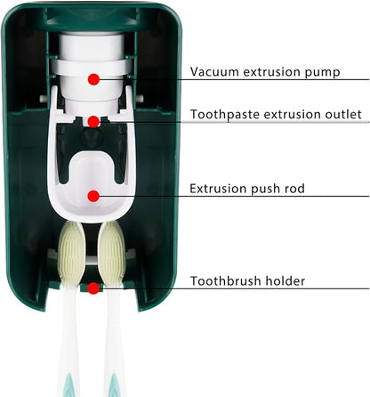 2 Slot Toothbrush Holder and Toothpaste Dispenser Wall Mounted, Automatic - Image 4