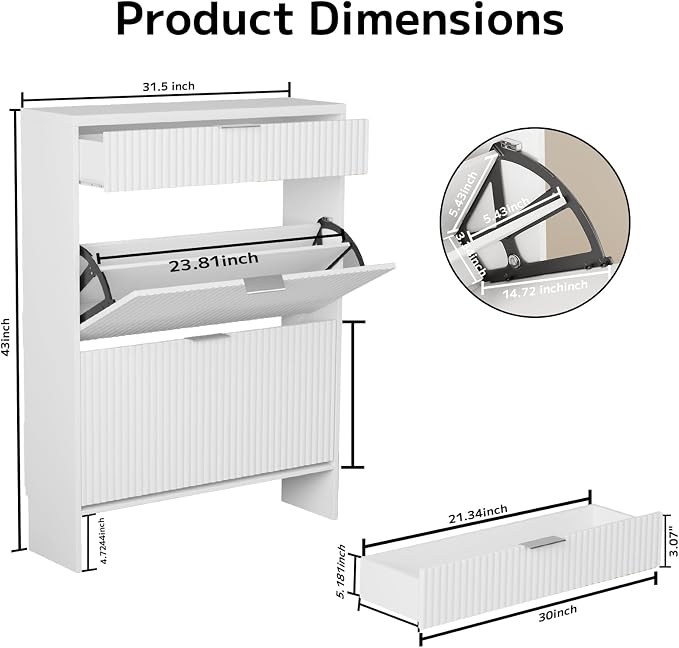 Fluted Shoe Cabinet Storage - Image 2