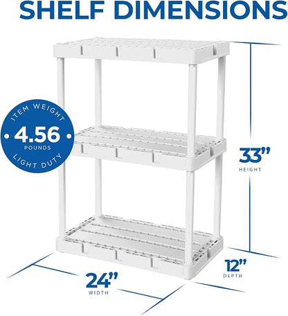 Gracious Living 3 Shelf Knect-A-Shelf Solid Light Duty Storage Unit 12 x 24 x - Image 3