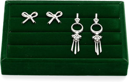 Oirlv 3 Slots Velvet Small Ring Organizer Earrings Trays Showcase Display - Image 5