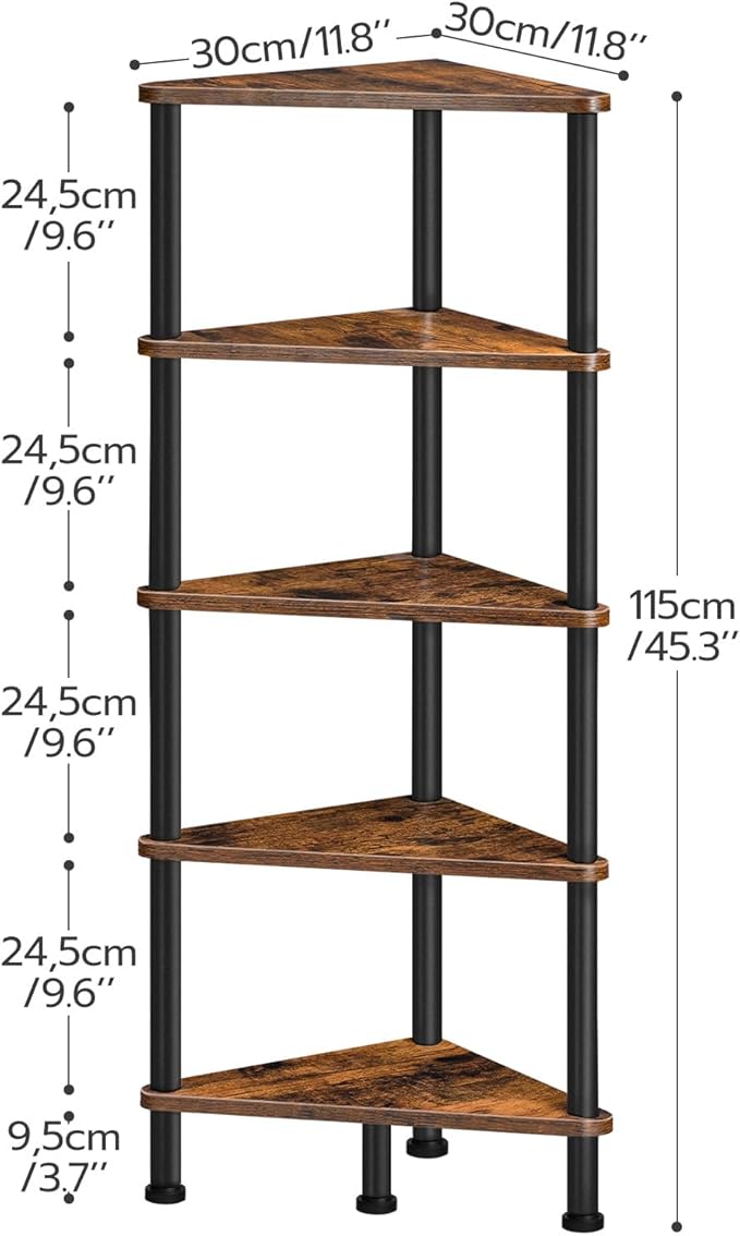 HOOBRO Corner Shelf Stand, Industrial 5-Tier Corner Bookshelf - Image 3