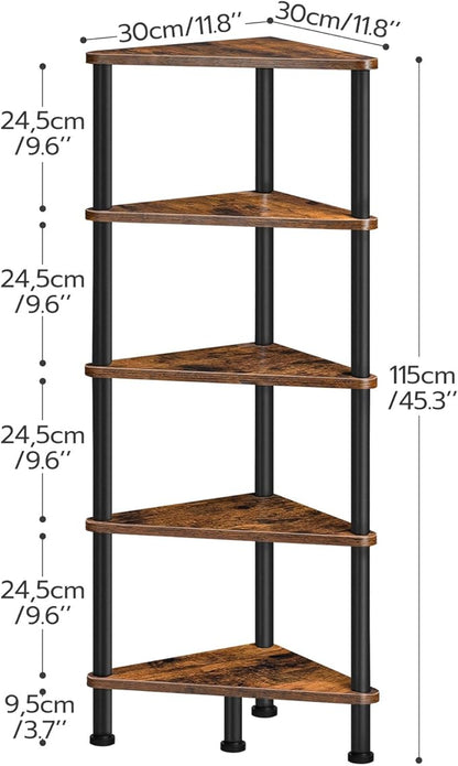 HOOBRO Corner Shelf Stand, Industrial 5-Tier Corner Bookshelf - Image 3
