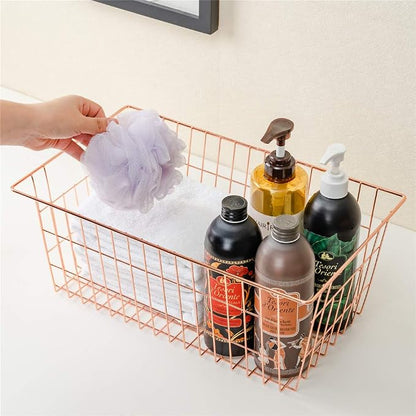 SANNO Wire Storage Basket, Farmhouse Pantre Freezer Baskets bins Metal Baskets - Image 3