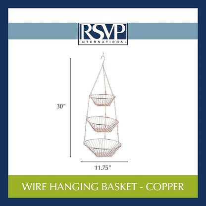 RSVP International Hanging Storage Collection 3-Tier Baskets, Copper Wire - Image 3