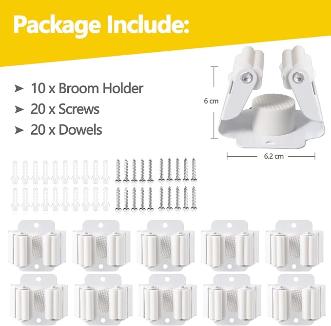 Verdenu 10 Pack Broom Holder Wall Mount, Mop and Broom Holder Wall Mount - Image 2