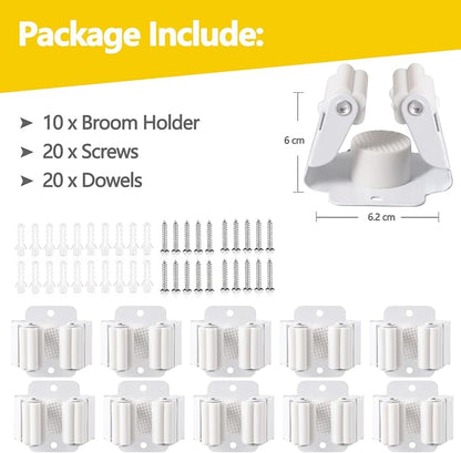 Verdenu 10 Pack Broom Holder Wall Mount, Mop and Broom Holder Wall Mount - Image 2