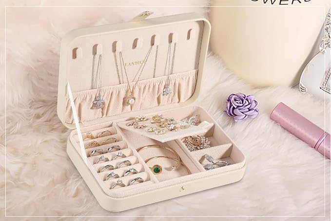 LANDICI Small Jewelry Box for Women Girls, PU Leather Travel Jewelry Case - Image 8