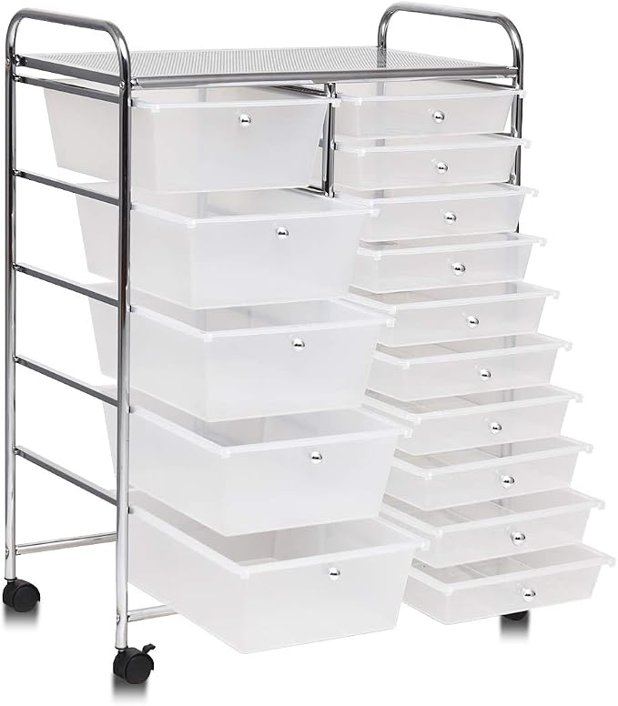 Giantex 15 Drawer Rolling Storage Cart Tools Scrapbook Paper Office School - Image 7