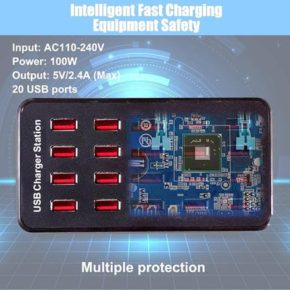 100W 20-Port Multi-Device USB Charging Station - Image 5