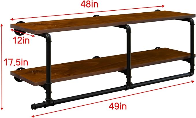 Wall Mounted Clothes Rack 12 Inch Deep, 48 Inch Heavy Duty Garment Rack - Image 8