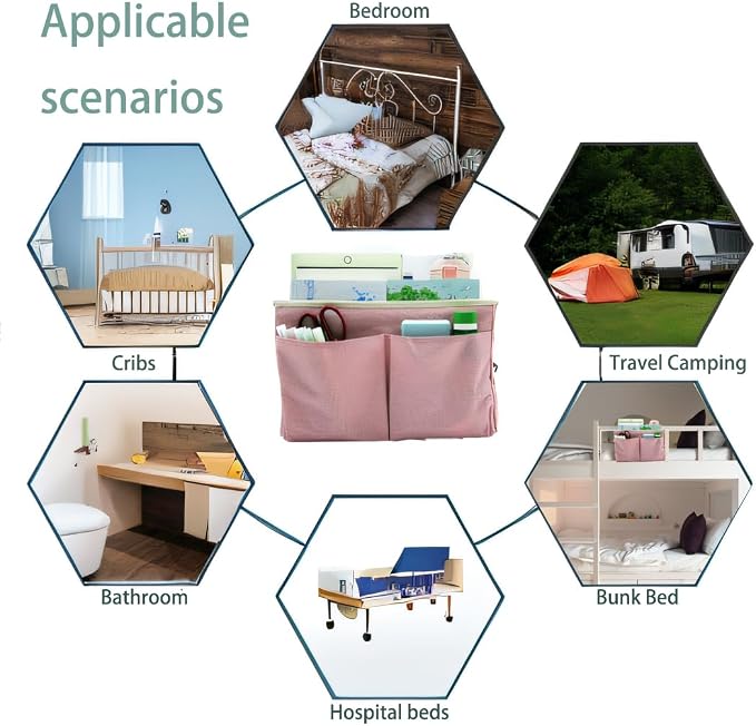 2-Pack Bedside Caddy Bedside Hanging Storage Basket Multi-Function Organizer - Image 5