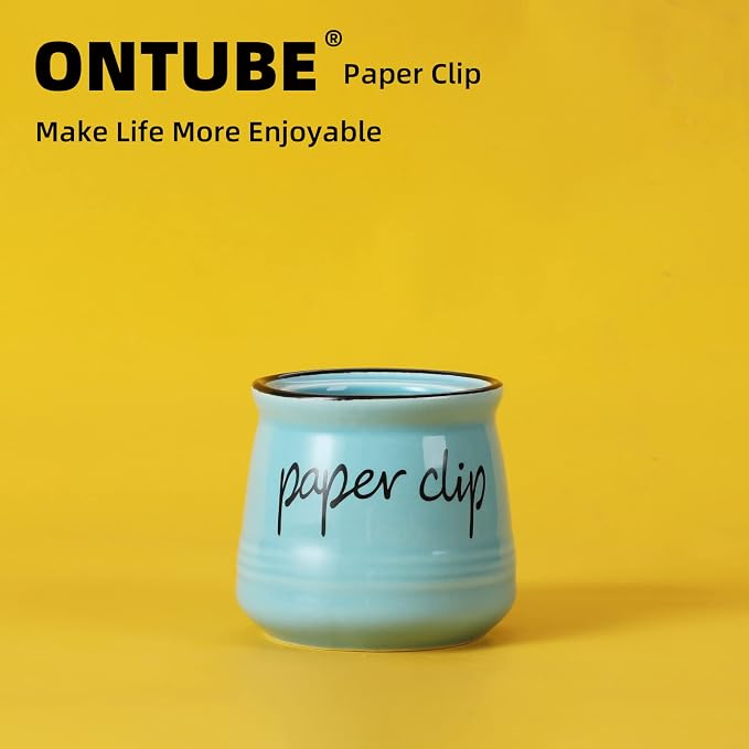ONTUBE Farmhouse Paper Clip Holders, Ceramic Binder Clip Dispenser Organizer - Image 6