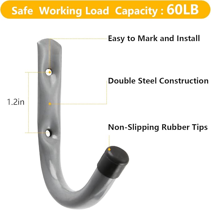 HOME MASTER HARDWARE 12 Pack 4-Inch Heavy Duty Garage Storage Wall Hooks - Image 2