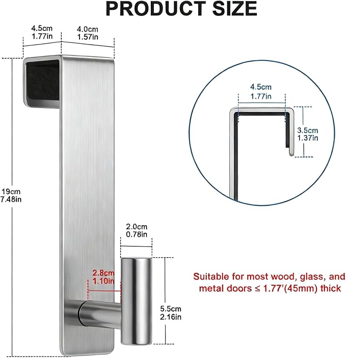 PMMASTO 2-Pack Over The Door Hooks - Image 2