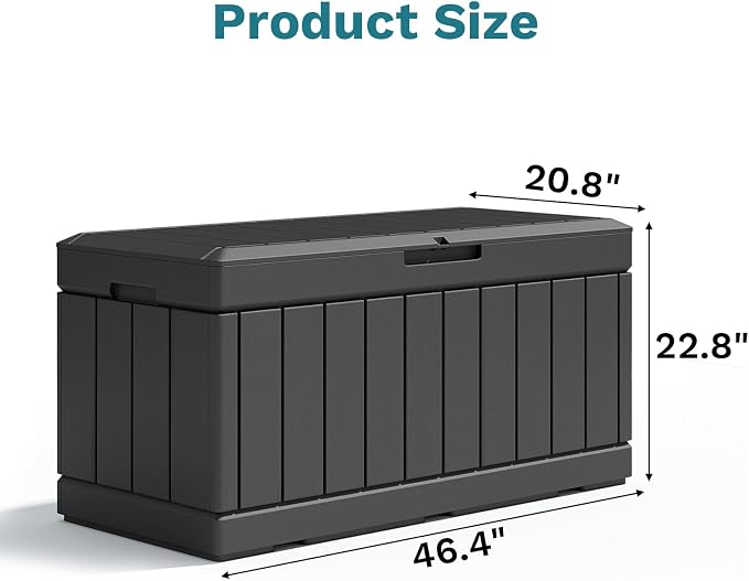 Patiolife 85 Gallon Resin Deck Box, Wood Like Outdoor Storage Box - Image 7