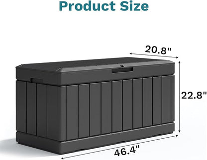 Patiolife 85 Gallon Resin Deck Box, Wood Like Outdoor Storage Box - Image 7