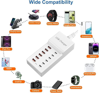 USB Charging Station, 12 Ports USB C Charger, 50W/10A MultiPort Charging Block - Image 2