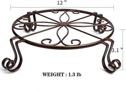 Brown Plant Stand for Flower Pot Heavy Duty Potted Holder Indoor Outdoor Metal - Image 2