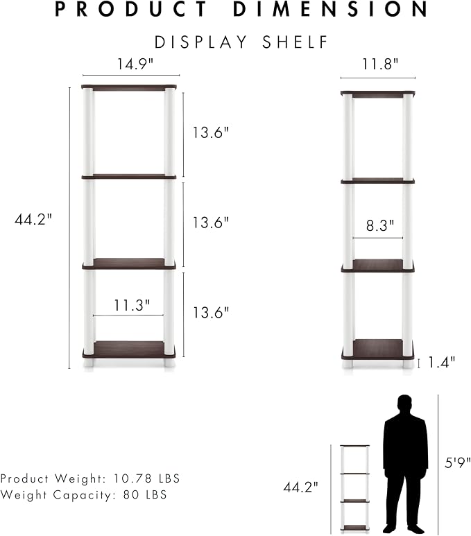 Homes: Inside + Out Apexa Modern 4-Tier Narrow Shelving Units, Collectibles - Image 3