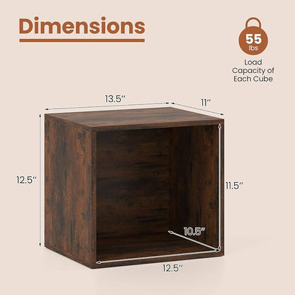 Giantex 2-Cube Bookcase, Stackable Cube Storage Organizer w/Open Bookshelf - Image 3