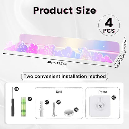 Floating Shelves for Wall, 4 Pack 15.7’’x 3.5’’Adhesive Acrylic Shelves - Image 3