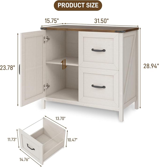 2 Drawers Farmhouse File Cabinet - Image 2