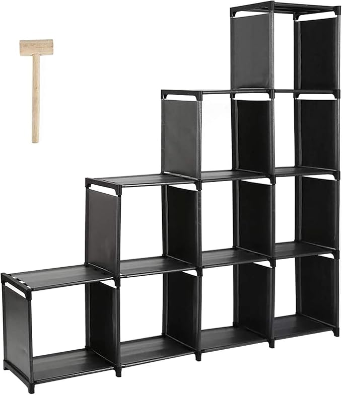 10-Cube Storage Organizer Rack, Staircase Organizer Modular Bookcase, DIY by DazHom