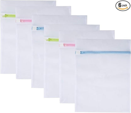 Mesh Laundry Bags 6-Pack Medium 16 x 12 Inch Laundry Wash Bag Colorful Zipper by Staruby