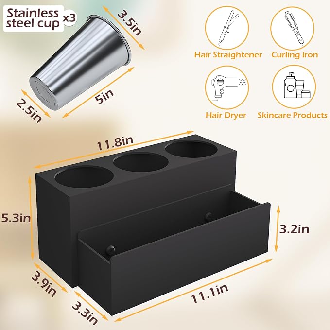 Hair Tool Organizer, Detachable Acrylic Hair Dryer Holder - Image 4