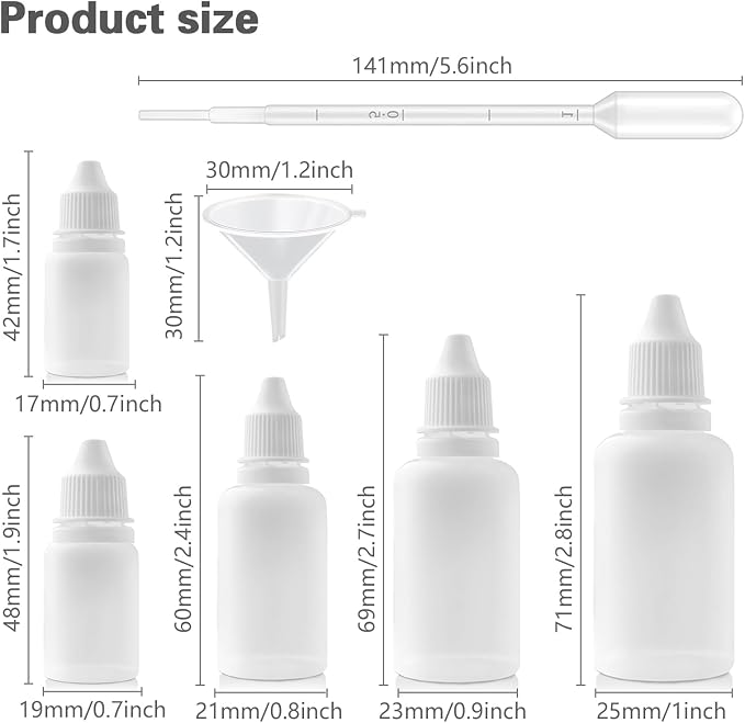 10PCS White Plastic Empty Squeezable Dropper Bottles Portable Eye Liquid Small - Image 2