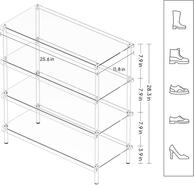Aquiver 4-Tier Acrylic Shoe Rack - Image 3