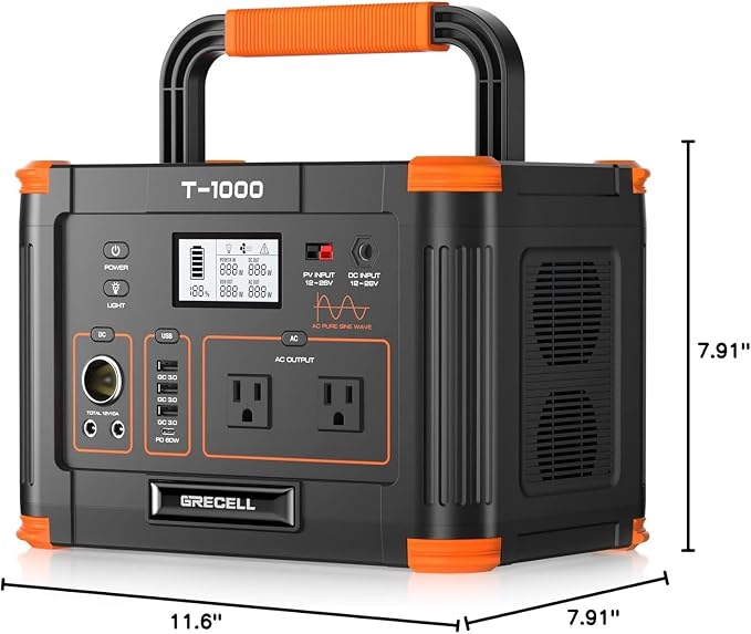 Portable Power Station 1000W, GRECELL 999Wh Solar Powered Generator - Image 8